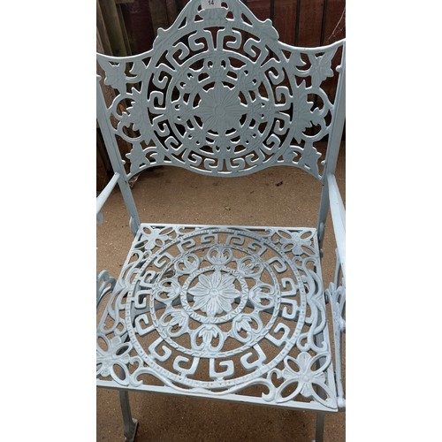 14 - 2 BLUE ORNATE GARDEN CHAIRS