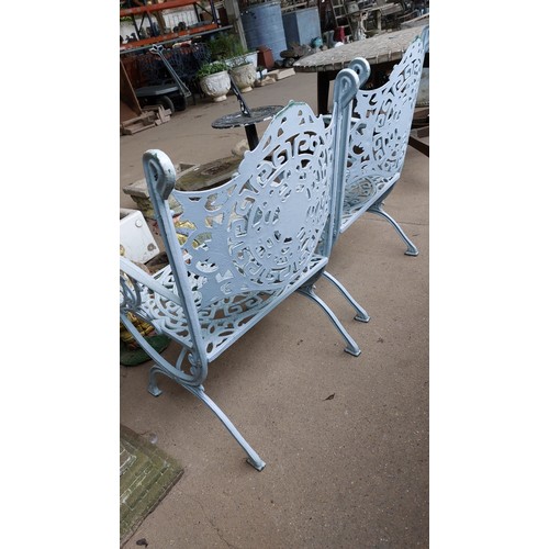 14 - 2 BLUE ORNATE GARDEN CHAIRS