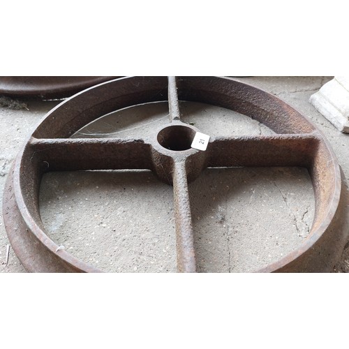 21 - CAST IRON AGRICULTURAL WHEEL - WIDTH 48CM