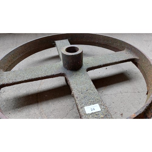 24 - CAST IRON AGRICULTURAL WHEEL  - WIDTH 60CM