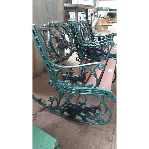 28 - 2 CHILD'S CAST IRON ROCKING CHAIRS WITH TEDDY BEAR DESIGN BACKS