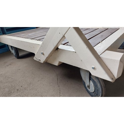 48 - WOODEN PLANT TROLLEY - LENGTH 160CM, WIDTH 80CM