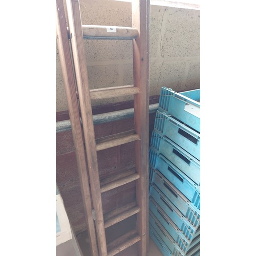 58 - WOODEN 2 SECTION EXTENDING LADDER