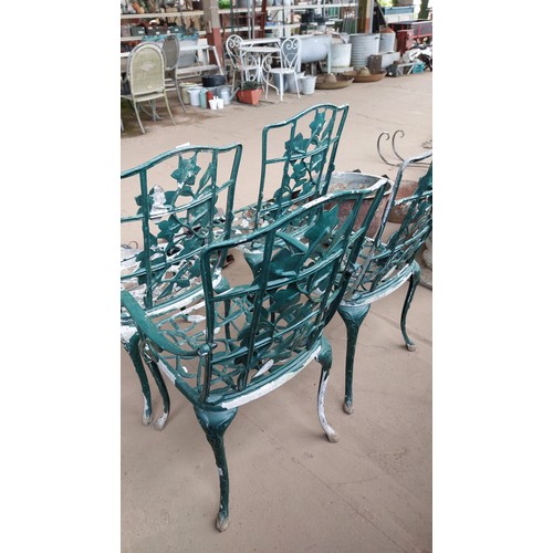 66 - 4 VINTAGE GREEN CAST ALUMINIUM GARDEN CHAIRS