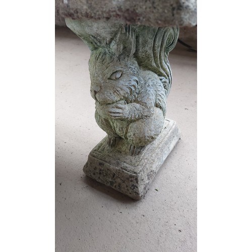 75 - CONCRETE BENCH WITH SQUIRREL BENCH ENDS. HEIGHT 41CM, LENGTH 41CM, WIDTH 35CM