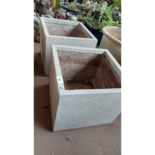 99 - PAIR OF FIBRE GLASS SQUARE PLANT POTS