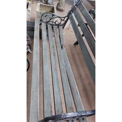 123 - CAST IRON FRAMED WOODEN SLATTED BENCH