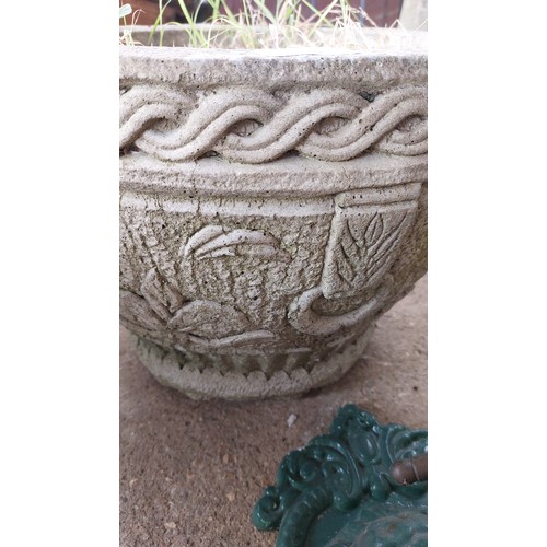 132 - CONCRETE PLANTER WITH LEAF DESIGN