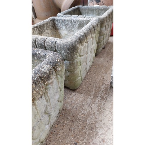 154 - 3 SQUARE CONCRETE PLANTERS