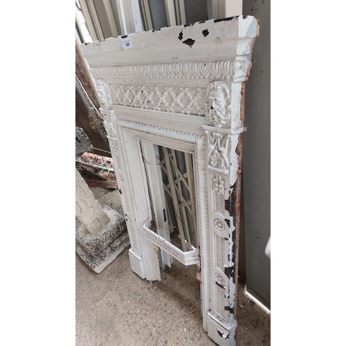 160 - WHITE PAINTED VICTORIAN CAST IRON FIRE SURROUND