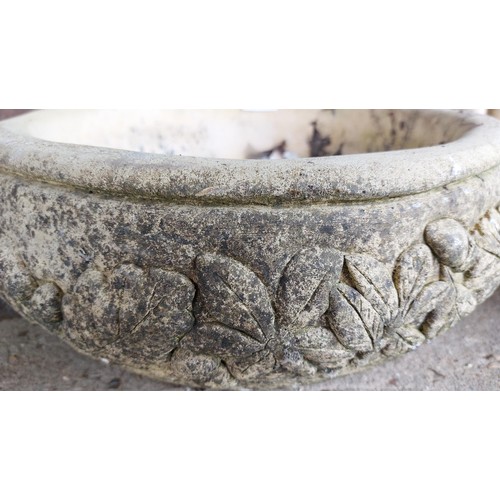 176 - CONCRETE PLANTER WITH FLORAL DESIGN