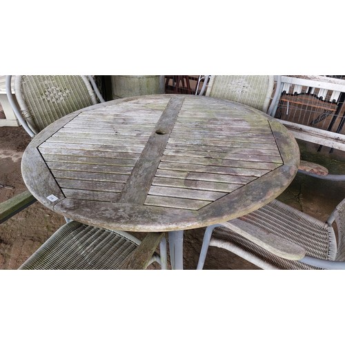 216 - WOODEN AND METAL TABLE & 4 CHAIRS