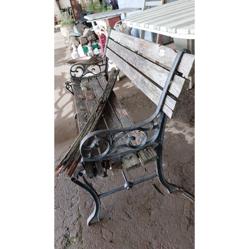 217 - WOODEN BENCH WITH CAST IRON ENDS - A/F