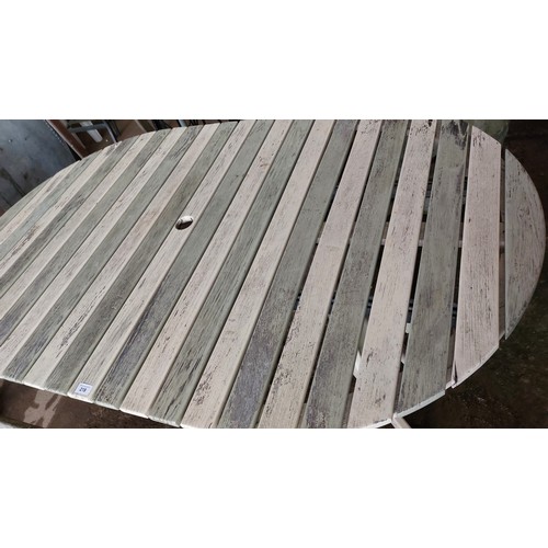 218 - HEAVY WOODEN EXTENDABLE GARDEN TABLE