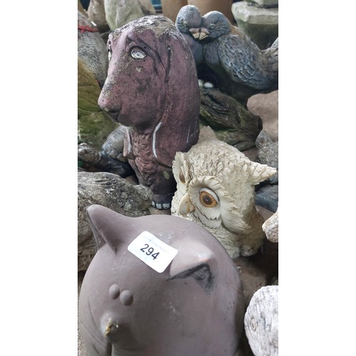 294 - COLLECTION OF VARIOUS SMALL CONCRETE GARDEN ORNAMENTS