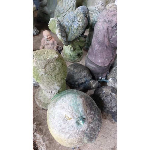 294 - COLLECTION OF VARIOUS SMALL CONCRETE GARDEN ORNAMENTS