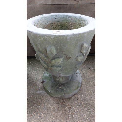 308 - PAIR OF EGGSHAPED PLANTERS - HEIGHT 43CM A/F