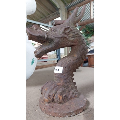 334 - CAST IRON DRAGONS HEAD