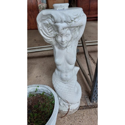 336 - 2 PLASTIC PLANTERS AND A MERMAID STAND