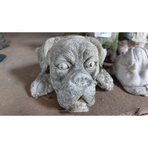 349 - 6 VARIOUS GARDEN DOG ORNAMENTS