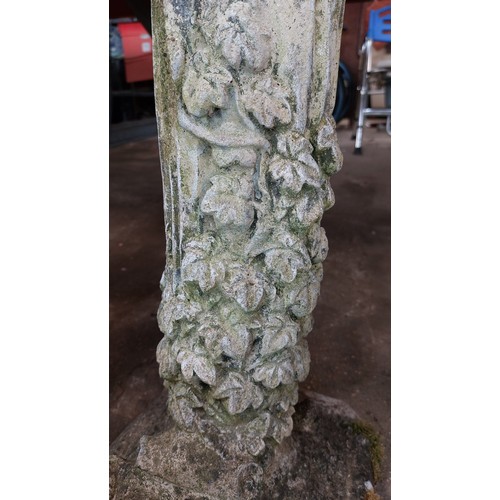 387 - CONCRETE BASE WITH IVY LEAVES DECORATION - HEIGHT 54CM