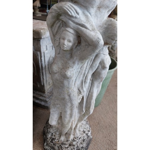 400 - CONCRETE GARDEN BASE OF THE 3 GRACES - HEIGHT 67CM