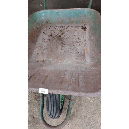 406 - GREEN WHEELBARROW