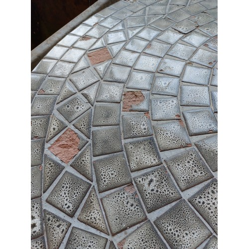 5 - MOSAIC TILED GARDEN TABLE,  DIAMETER 120CM.