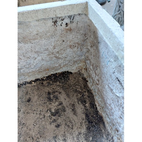 18 - PAIR OF FIBRE GLASS SQUARE PLANTERS, 34CM X 34CM X 30CM (HIGH).