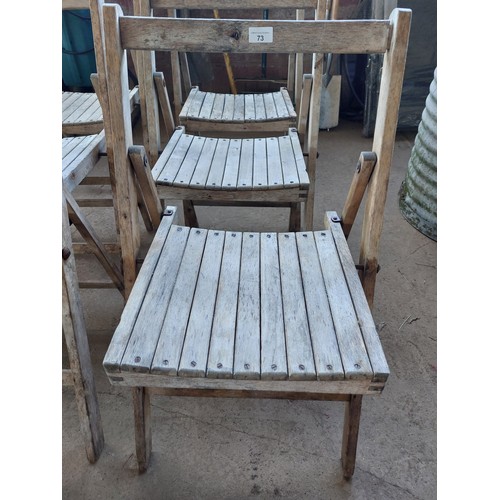 73 - 6 VINTAGE WOODEN FOLDING SLATTED  CHAIRS