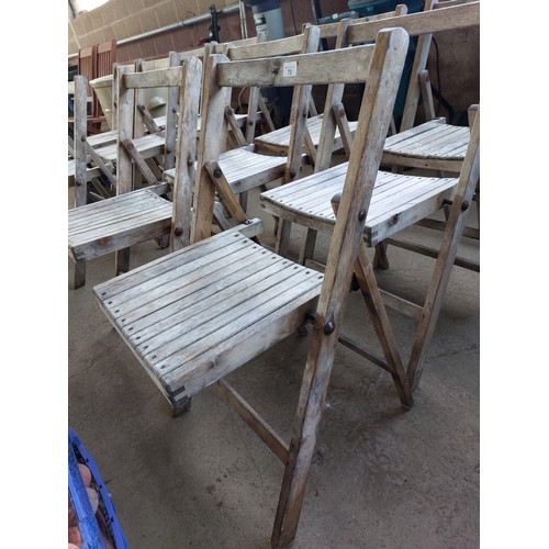 73 - 6 VINTAGE WOODEN FOLDING SLATTED  CHAIRS