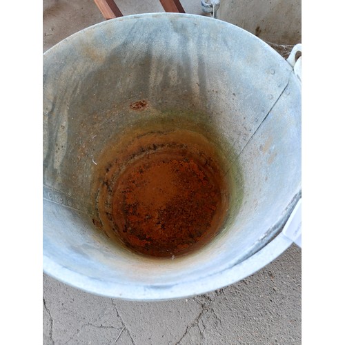 83 - 3 LARGE GALVANISED BUCKETS MEASURING APPROXIMATELY (35CM X 32), (29CM X 26 1/2CM) AND (33 1/2CM X 31... 