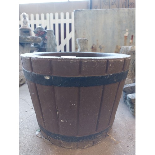 8 - CONCRETE BARREL PLANTER, INTERNAL DIAMETER 31CM