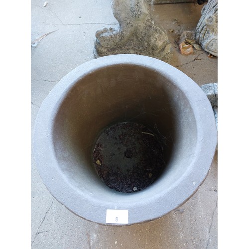 8 - CONCRETE BARREL PLANTER, INTERNAL DIAMETER 31CM