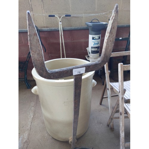 76 - GALVANISED POTATO HOPPER ON FORK STAND