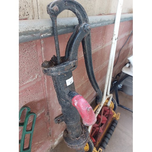 81 - VINTAGE CAST IRON HAND PUMP