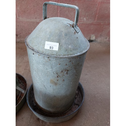 93 - 2 GALVANISED CHICKEN FEEDERS