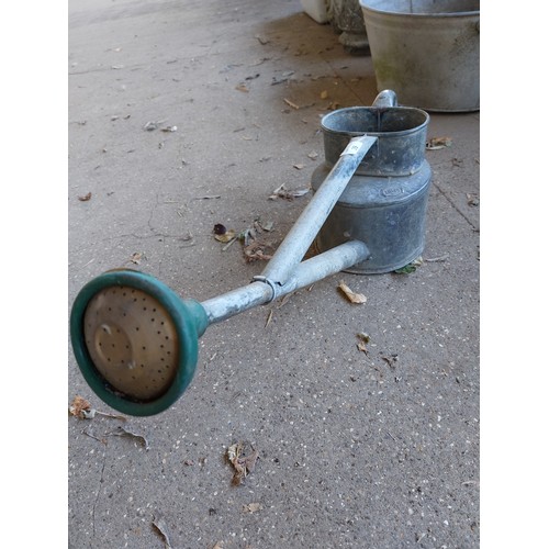 29 - 6-PINT, LONG REACH, GALVANISED WATERING CAN