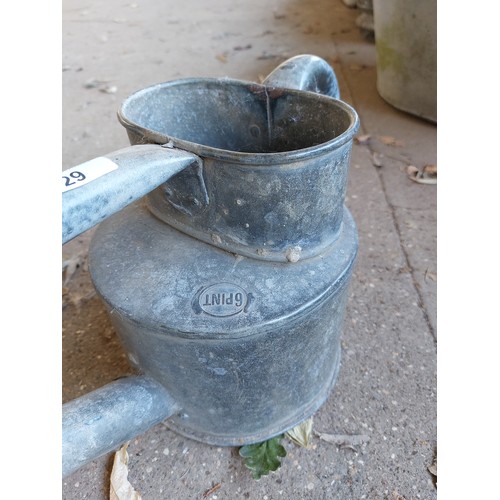 29 - 6-PINT, LONG REACH, GALVANISED WATERING CAN