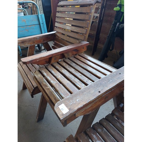 41 - 2 SEATER PINE LOVE SEAT WITH TABLE TO MIDDLE