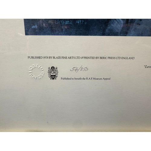 31 - A framed coloured print depicting 'Mosquito' mark VI, number 54 of a limited edition of 850, signed ... 