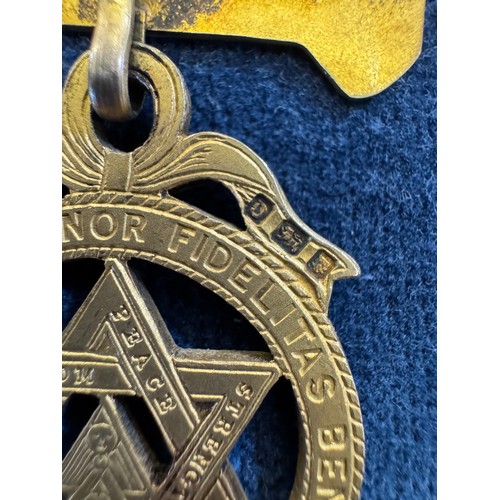 159 - A hallmarked masonic medal, possibly London 1939 in original Charles Usher box.