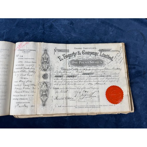 250 - A bound volume of Share Certificates for E. Fogarty & Company Ltd.