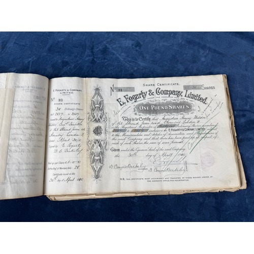 250 - A bound volume of Share Certificates for E. Fogarty & Company Ltd.