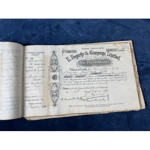 250 - A bound volume of Share Certificates for E. Fogarty & Company Ltd.