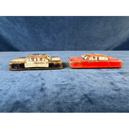 248 - A collection of 8 tin plate toy vehicles, including; A Kanto toys fire engine, 2 helicopters, police... 