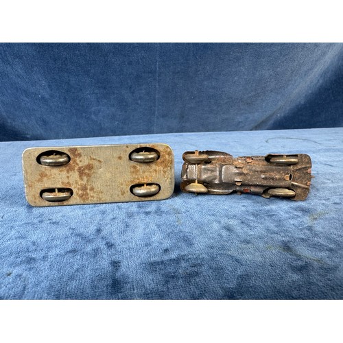 248 - A collection of 8 tin plate toy vehicles, including; A Kanto toys fire engine, 2 helicopters, police... 