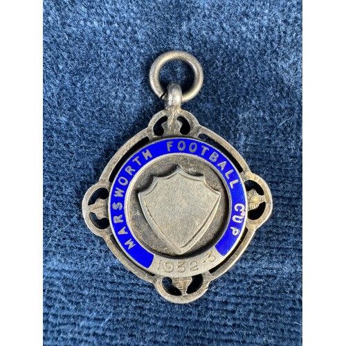 166 - A vintage white metal medallion St George's FC 1904-1905, a hallmarked silver fob medallion 'Marswor... 