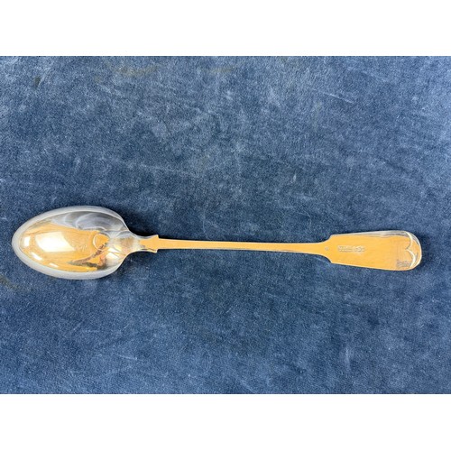 103 - A large Mappin and Webb silver plated serving spoon with 'John Peck' monogram.