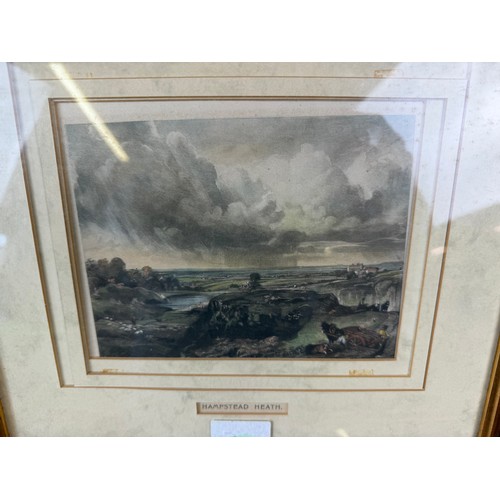 83 - Three framed coloured prints depicting places of interest, comprising; 